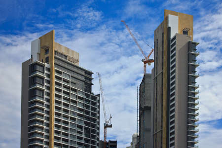 Big construction site A big construction site with cranes のeditorial素材
