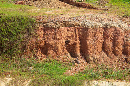 Layer of soil beneath , soil with damageの写真素材