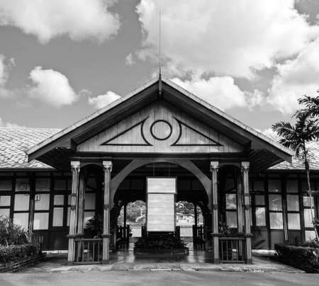 old style building against the cloudy skyのeditorial素材