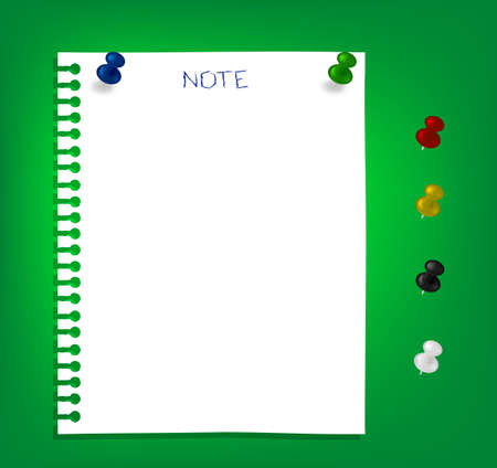 The white reminder notes paper with pinsのイラスト素材