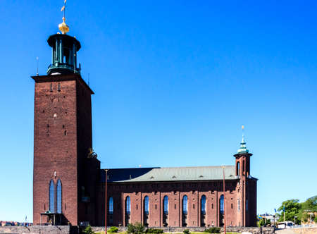 Scenic summer view of the City Hall castle  in Stockholm, Swedenのeditorial素材