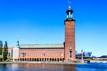 Scenic summer view of the City Hall castle  in Stockholm, Swedenのeditorial素材