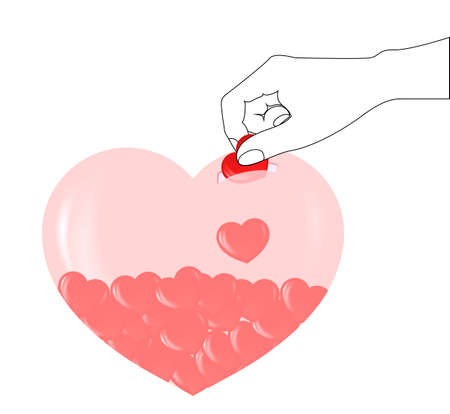 Piggy Bank and Red Heart, Concept of loveのイラスト素材
