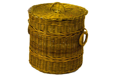 the rattan bin on isolated white backgroundの写真素材