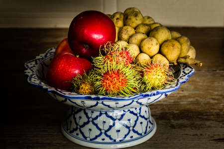 Still life with fruit on the tableの写真素材