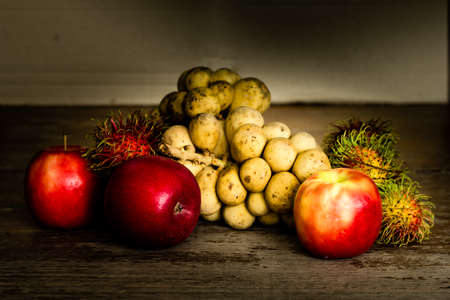Still life with fruit on the tableの写真素材