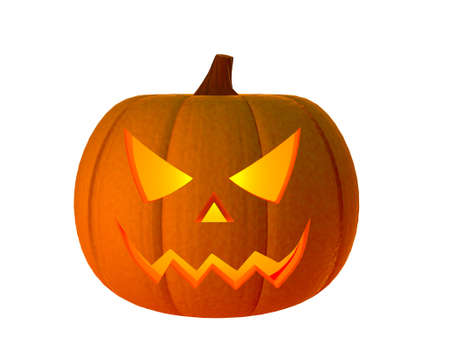 Halloween pumpkin with scary face (3D Render)の写真素材