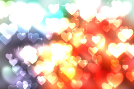 Colorful abstract of heart bokeh bright backgroundの写真素材
