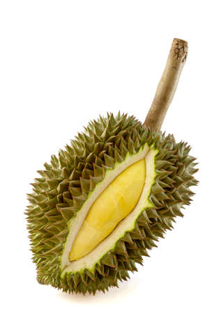 King of fruits, durian on white backgroundの写真素材
