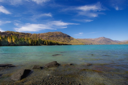 beautiful lake in a sunny dayの写真素材