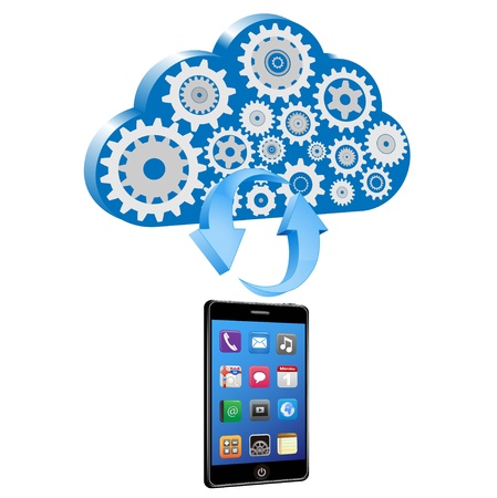 smart phone synchronize with cloud の写真素材