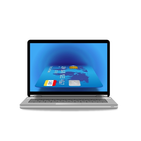 laptop computer with credit card のイラスト素材