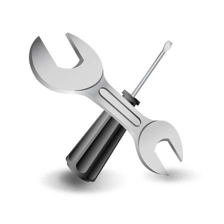 spanner and screwdriver on a whiteのイラスト素材