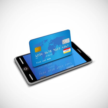 Smartphone with credit cardのイラスト素材
