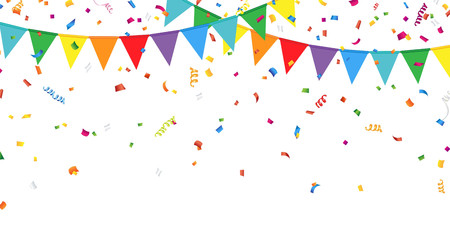 Party Flags and Confettiのイラスト素材