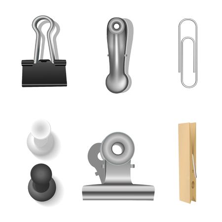 Clips set and office supplies. Vector illustration.のイラスト素材