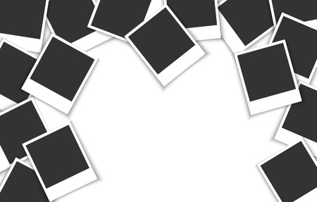 Pile of photo frames on white backgroundのイラスト素材