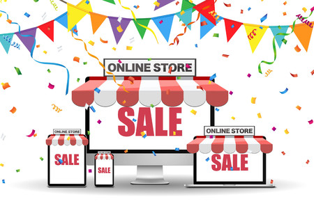 Online shopping and sale conceptのイラスト素材