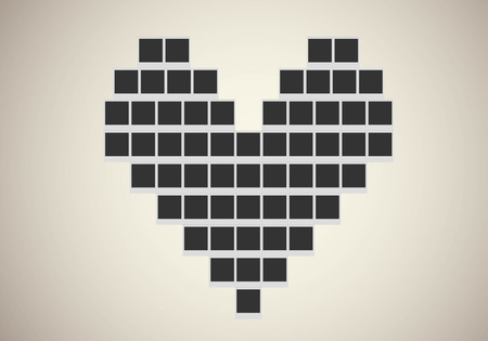 Polaroid photo frame in heart shapeのイラスト素材
