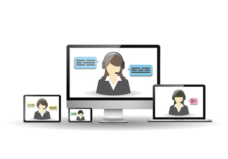 Female operator and customer support centerのイラスト素材