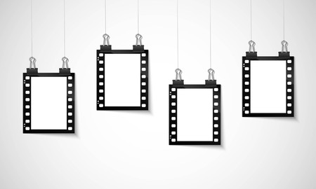 Blank negative film hanging on a lineのイラスト素材