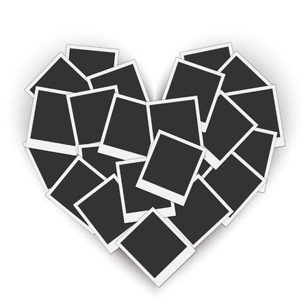 Piled blank photo frames in a heart shapeのイラスト素材
