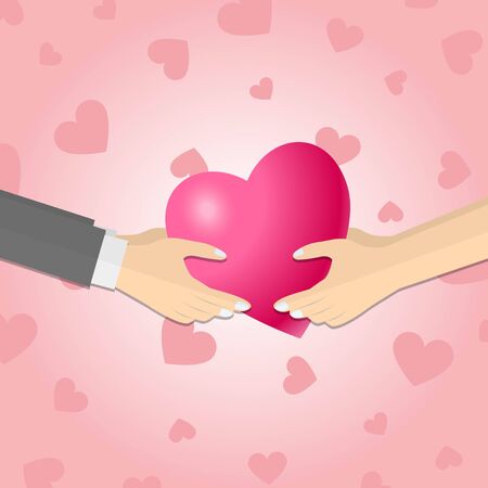 Hands giving a pink heartのイラスト素材