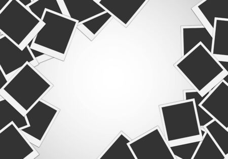 Pile of photo frames on white backgroundのイラスト素材
