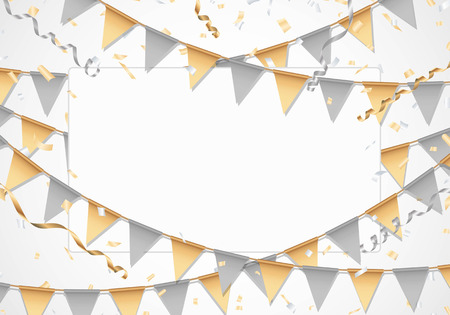 Gold and silver party background with white boardのイラスト素材