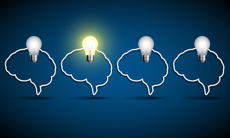 Brain with light bulb. Think idea concept.のイラスト素材