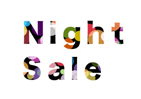 Night sale text with colorful lights bokehのイラスト素材