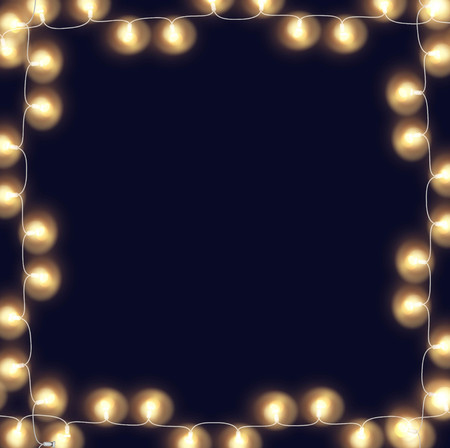 Glowing fairy lights frame Vectorのイラスト素材