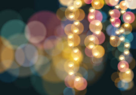 Hanging colorful glowing lightsのイラスト素材