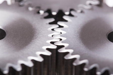 Closeup of metal cog wheelsの写真素材