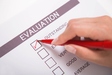 Human hand filling evaluation formの写真素材