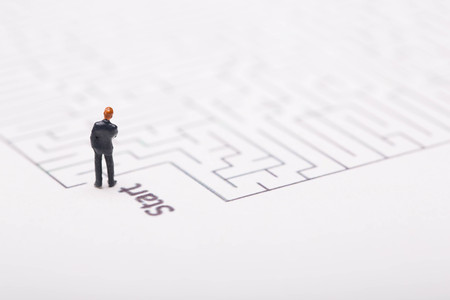 Businessman entering in mazeの写真素材