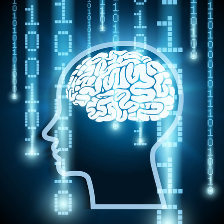 Human brain and pixel binary code stream Vector