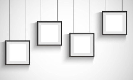 Vector 3d blank black hanging framesのイラスト素材