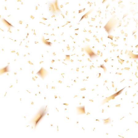 Falling gold confetti on white backgroundのイラスト素材