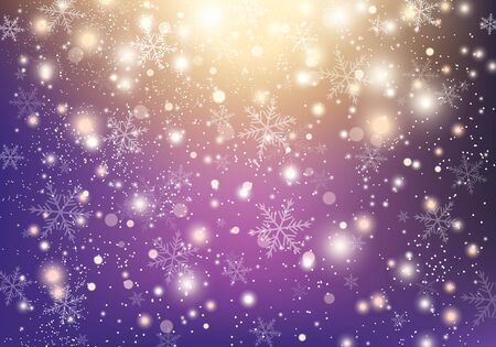 Christmas background with  scattered snowflakes and lights. Vector Illustration.のイラスト素材