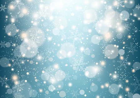 Christmas background with bokeh snowflakes in the air Vector Illustration.のイラスト素材