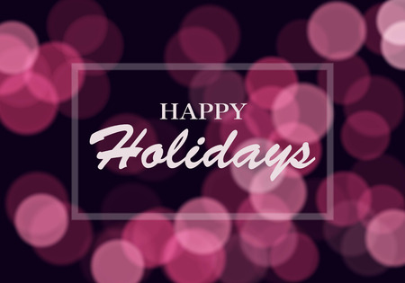 Pink bokeh illumination lights background with Happy Holidays text design. Vector illustrationのイラスト素材