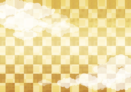 Japanese gold pattern background with cloudのイラスト素材