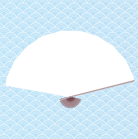 Handheld Japanese fan on waveのイラスト素材