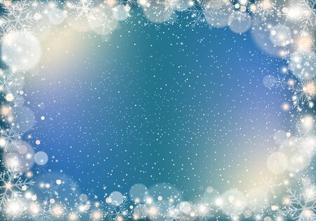 Winter background with snowflakes and lightのイラスト素材