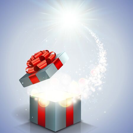 Open gift box and magical lightのイラスト素材