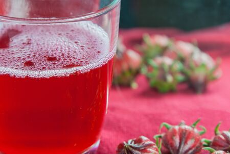 Hibiscus tea is red,sour and sweetの写真素材