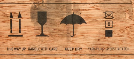 Cardboard  with keep dry icon and othersの写真素材