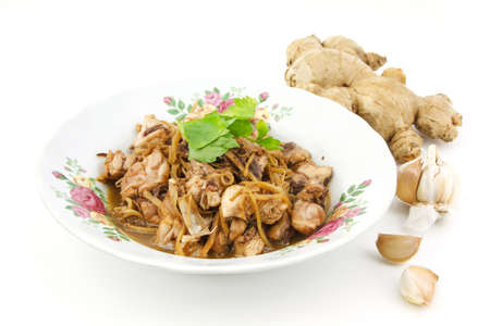 Stir fried chicken with ginger,hot and spicyの写真素材