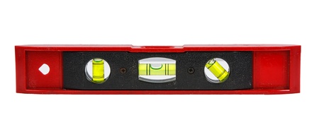 Red block level with bubble on white  background